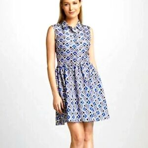 Kate Spade Lora Sleeveless Fi N Flare Collared Silk Dress Size 00